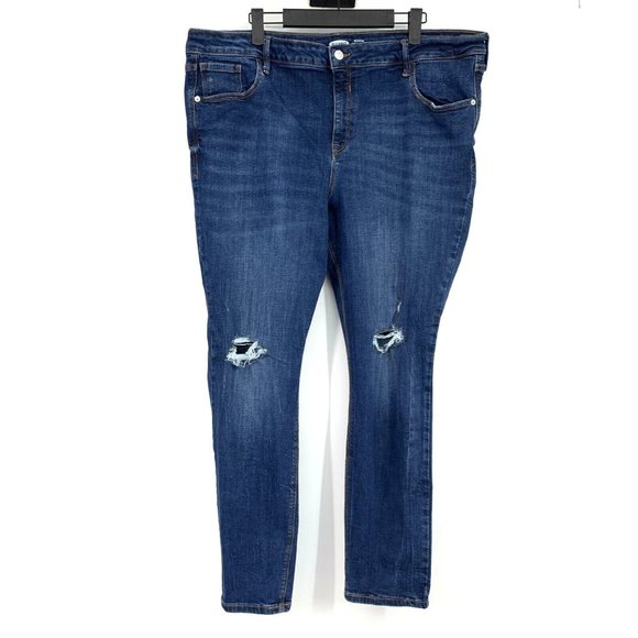 Old Navy Jeans Rockstar Super Skinny Mid Rise Blue Distress - Picture 3 of 10